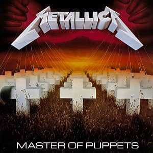 An image of the Master of Puppets cover from Fortnite Festival. This includes a large graveyard fiilled with crosses. 