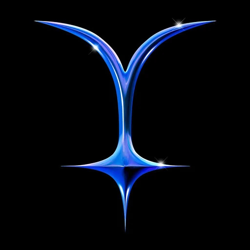 An Image from Fortnite Festival of the Montero (Call Me By Your Name) cover art. This art is a blue symbol against a black background. 