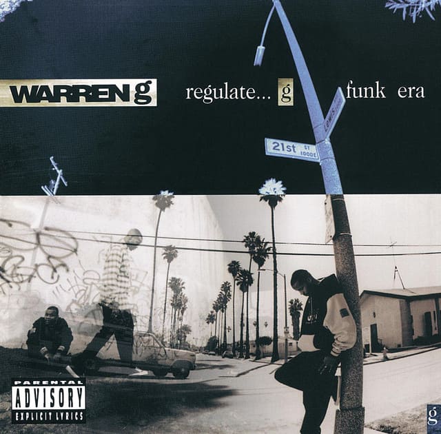 An image from Fortnite Festival of the Regulate cover art, which features Warren G posing against a street light. 