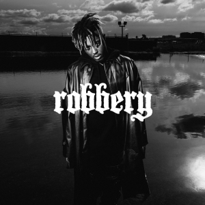 An image of the Robbery cover art from Fortnite Festival. This cover art is in black and white and features Juice WRLD. 