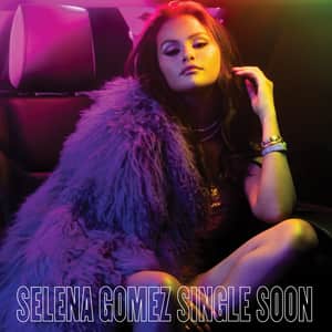An image of the Single Soon cover art from Fortnite Festival. This features Selena Gomez posing in a purple coat. 