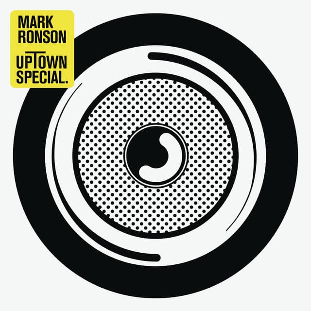 An image of the Uptown Funk cover art, which features a graphic of a record. This is a song in Fortnite Festival. 