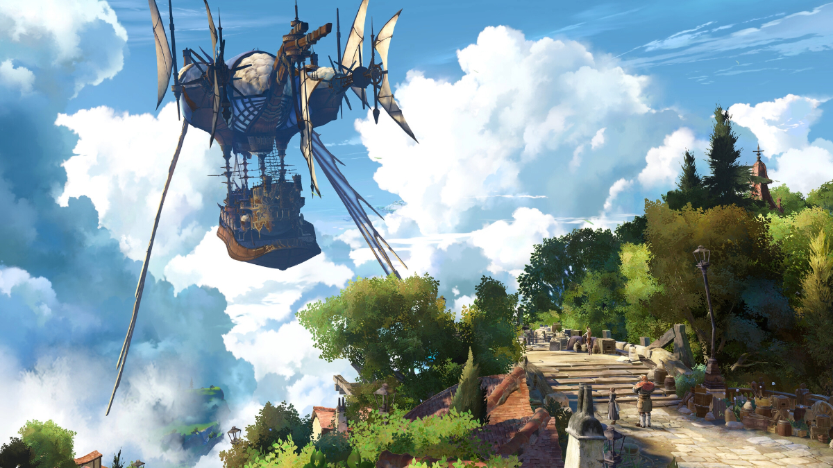 A ship flying in Granblue Fantasy Relink.