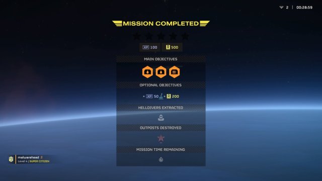 Helldivers 2 mission summary report