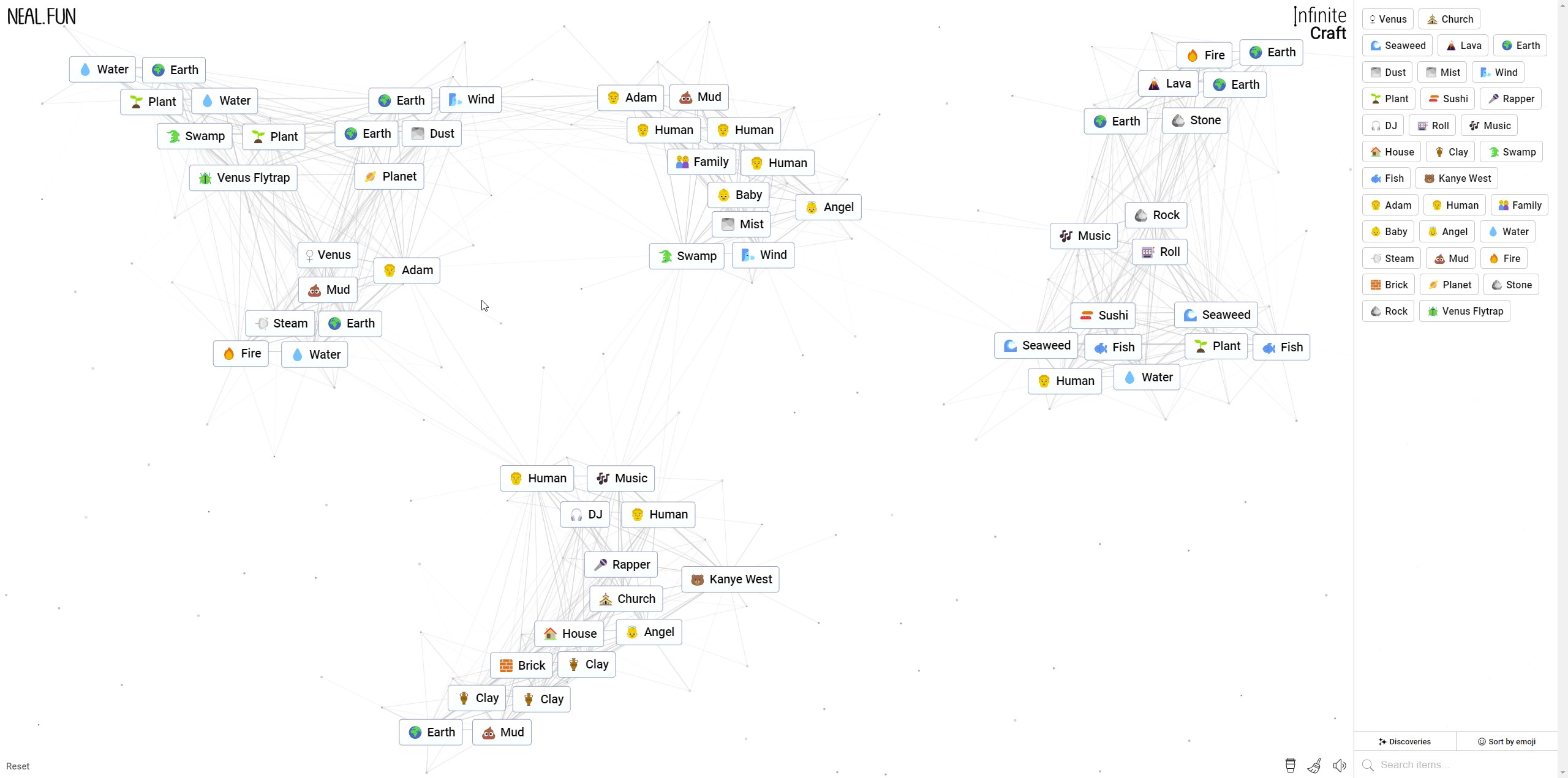 Infinite Craft Recipe for Kanye West, showing readers all the combinations of elements in the browser game.