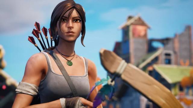 Picture showing Lara Croft in Fortnite.