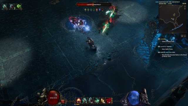 A player in Last Epoch in a boss fight against Architect Liath.