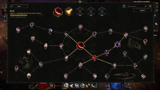 An example of a Rive Skill Specialization Tree in Last Epoch.