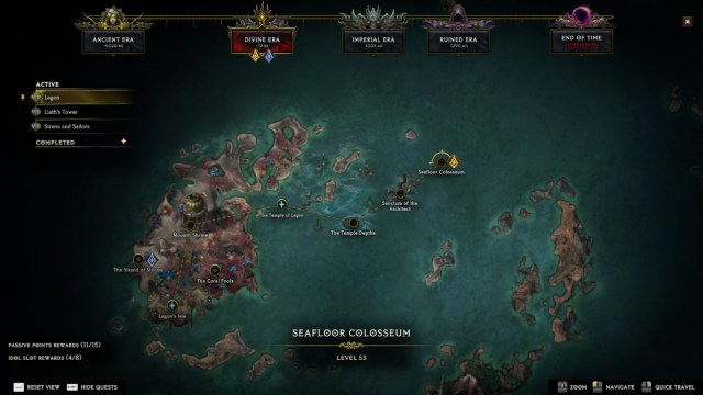 A screenshot of the Last Epoch map showing the location of the Sanctum of the Architect.