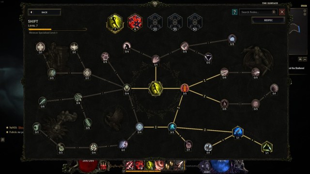 A screenshot of the skill tree for Rogue's Shift ability.