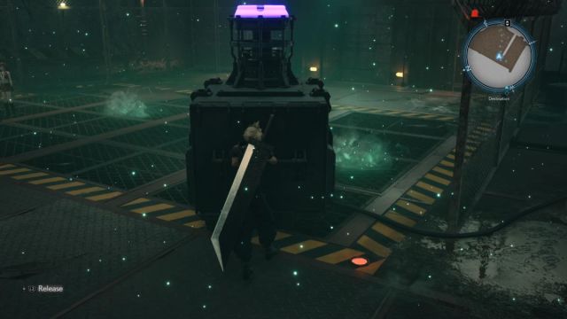 Cloud dragging Wired Device in Shinra Facility FF7R