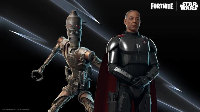 Picture showing the IG-11 Droid skin alongside Moff Gideon cosmetic in Fortnite.