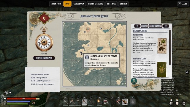 Nightingale map showing the location of the Antiquary site of Power