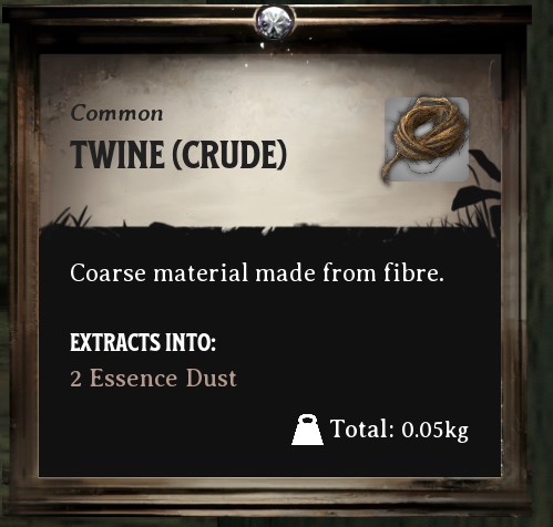 Twine Crude from Nightingale with description