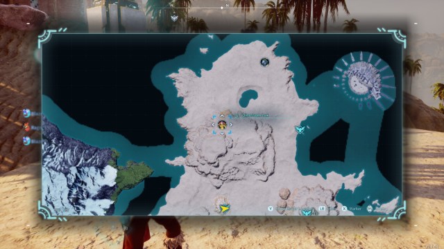 A screenshot of the Palworld map showing the location of the Dinossom Lux boss.