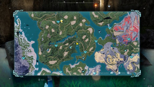 A screenshot of the map in Palworld showing the location of the Shoal Mineshaft.