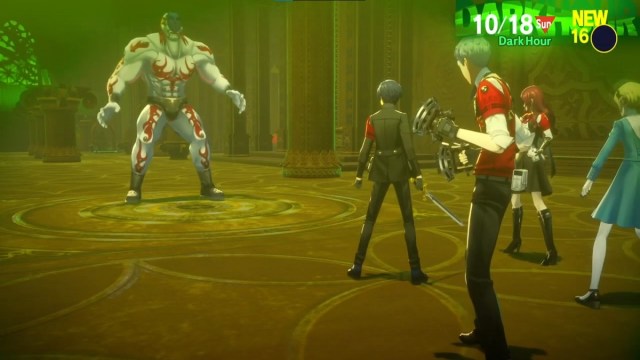 An image of the party fighting the Invigorated Gigas in Persona 3 Reload.