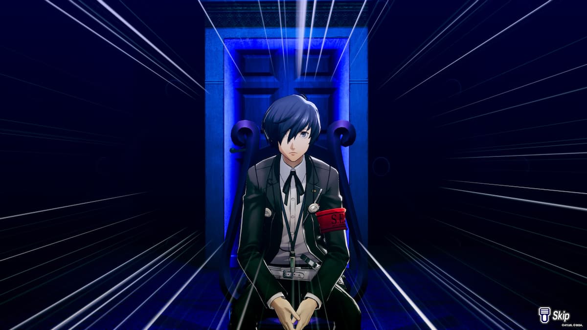 Persona 3 main character sitting