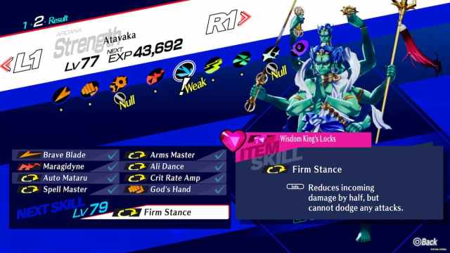 Atavaka from Persona 3 with its status and abilities