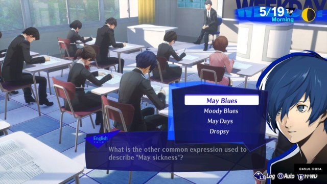 An English exam in persona 3 reload. pick may blues