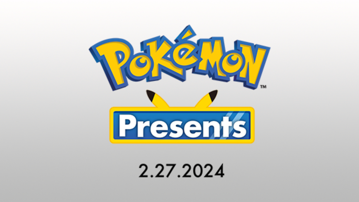 A promotional image advertising a Pokémon Presents stream in February 2024.