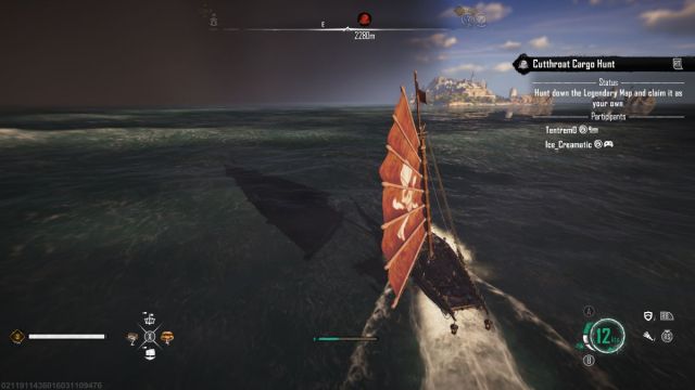 A Skull and Bones screenshot showing a ship at sail.