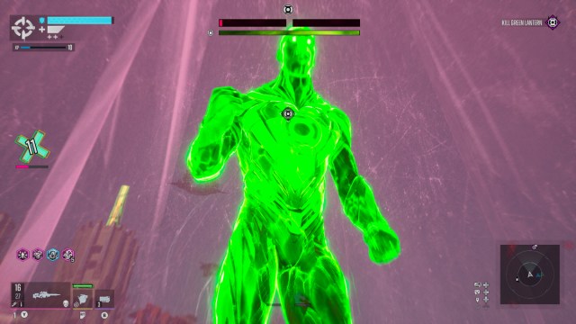 A giant Green Lantern during the boss fight in Suicide Squad: Kill the Justice League.