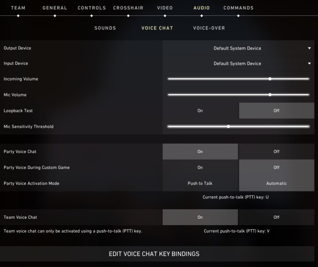 Voice chat settings in Valorant