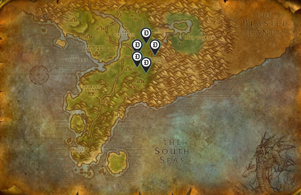 Image of the map of Stranglethorn Vale in WoW SoD.