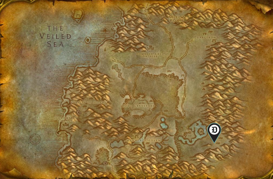 Image of the map in WoW SoD showing Desolace.