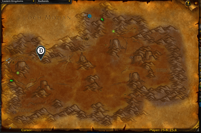 Map of Badlands, showing the exact location of elementals.