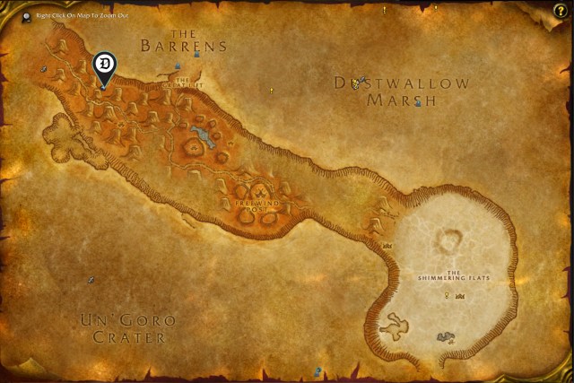 Woiw map of thousand needles with camp ethok highlighted