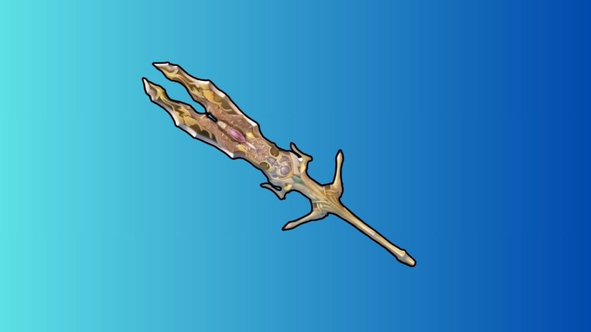 A screenshot of an Ascension weapon in Granblue Fantasy Relink on a blue gradient background
