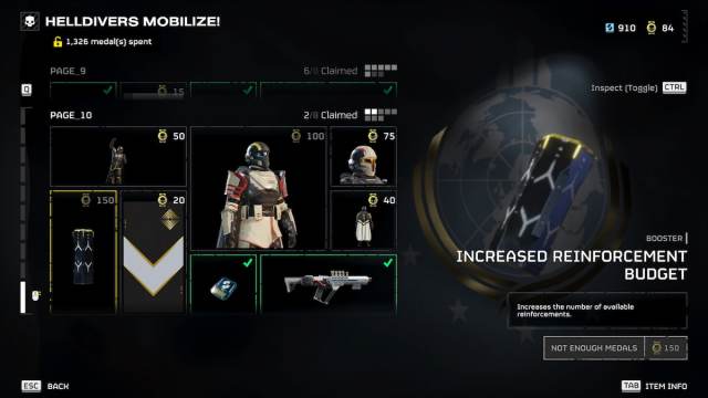 Increased Reinforcement Budget Booster in the Helldivers 2 Warbond