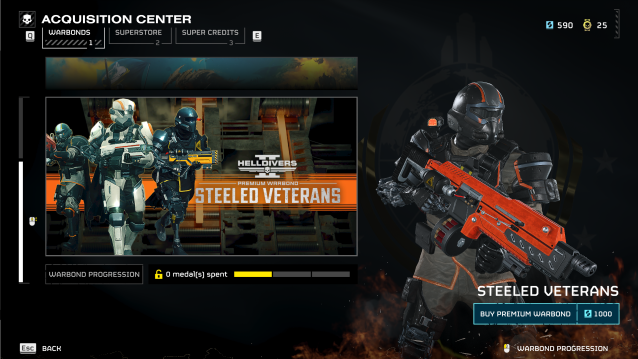 Purchase page for the Premium Warbond in Helldivers 2.
