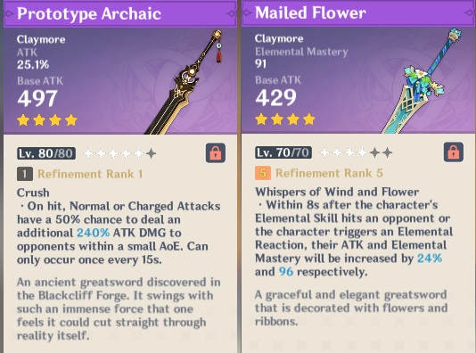 Epic weapon descriptions.