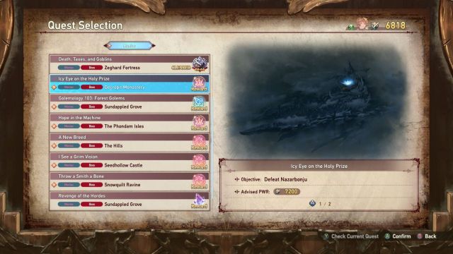 A screenshot of Granblue Fantasy Relink's Quest counter with marked quests.
