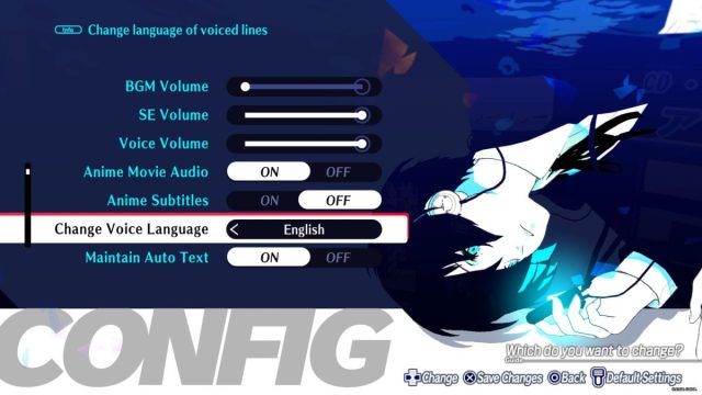 persona 3 reload language settings screen