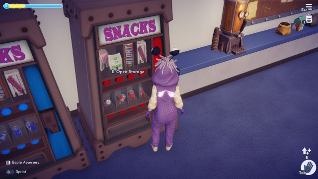 The player looking at the red vending machine.