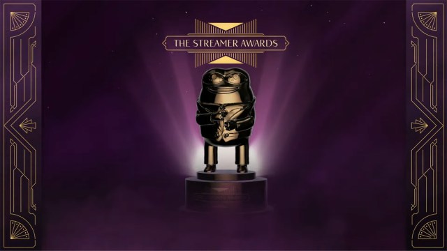 The Streamer Awards banner with a golden trophy.