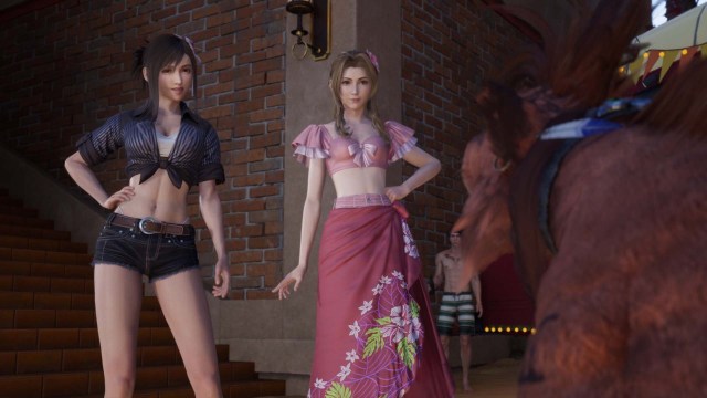 Two women wearing outfits in FF7 Rebirth