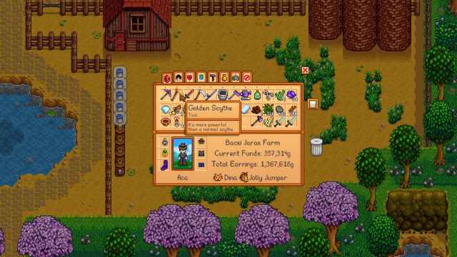 Golden Scythe in Stardew Valley inventory