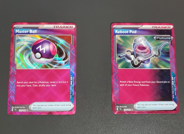 Master Ball and Reboot Pod ACE SPEC cards.