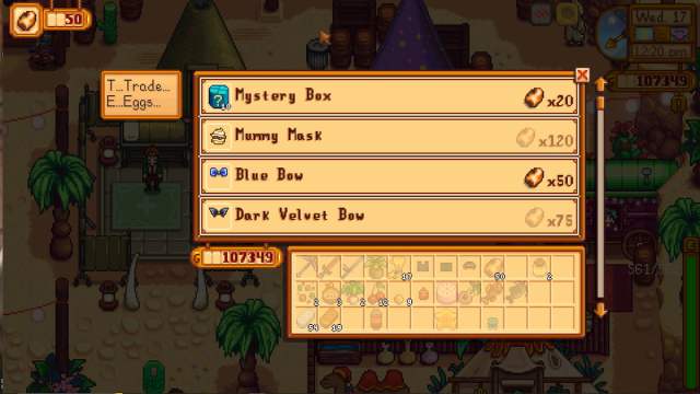 Calico Egg Vendor list in Stardew Valley