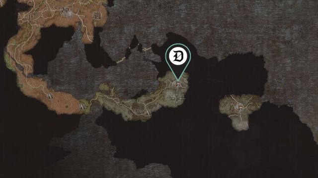 A screenshot of the map in Dragon's Dogma 2 marking the location of the Hot Spring.