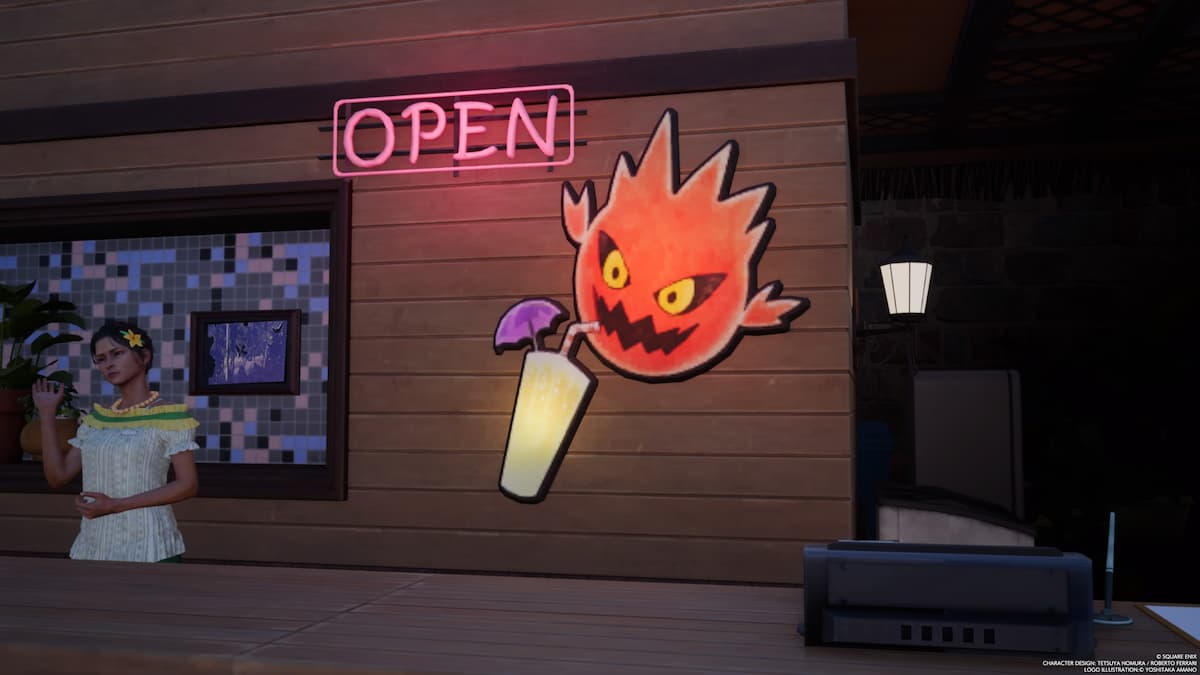 Bomb Neon sign in Costa del Sol in FF7 Rebirth