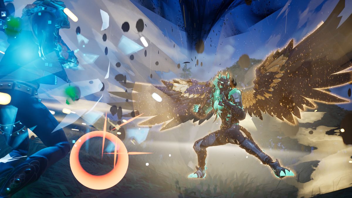 A player stands in the Dive Bomb victory pose in Fortnite.