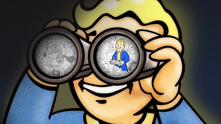 Fallout Hero looking through binoculars