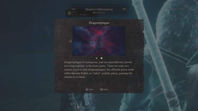Dragonsplague information screen in Dragon's Dogma 2