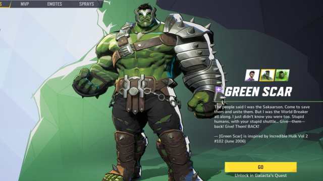 The Green Scar skin for Hulk in Marvel Rivals.